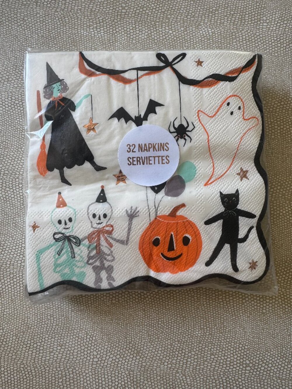 NWT Meri Meri Halloween Scallop Paper Napkins 32
